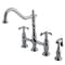 Kingston Brass KS1271TXBS French Country Bridge Kitchen Faucet W/ Brass Sprayer, Chrm KS1271TXBS - alternate 1